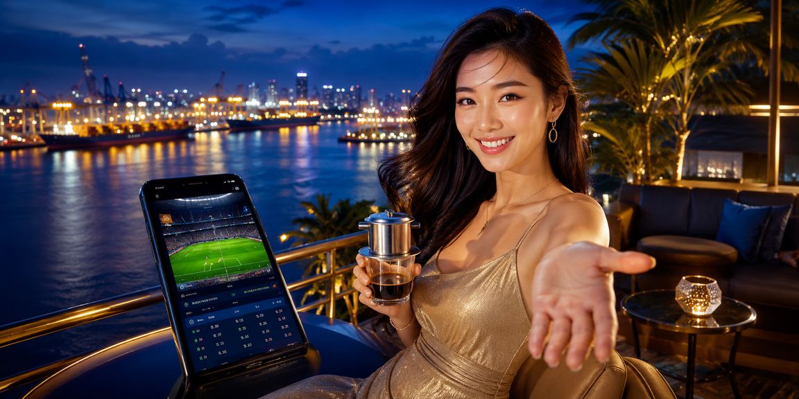 Người dùng Sài Gòn đặt cược thể thao trực tuyến qua điện thoại bên ly cà phê buổi sáng